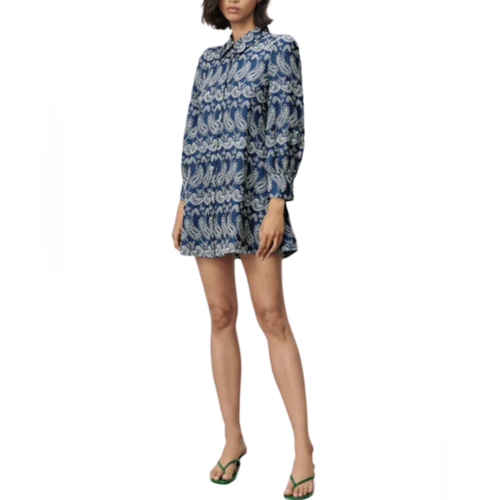 Zara Eyelit Denim shirt dress. Mini length